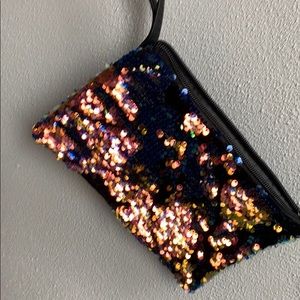 Blue sequins wristlet